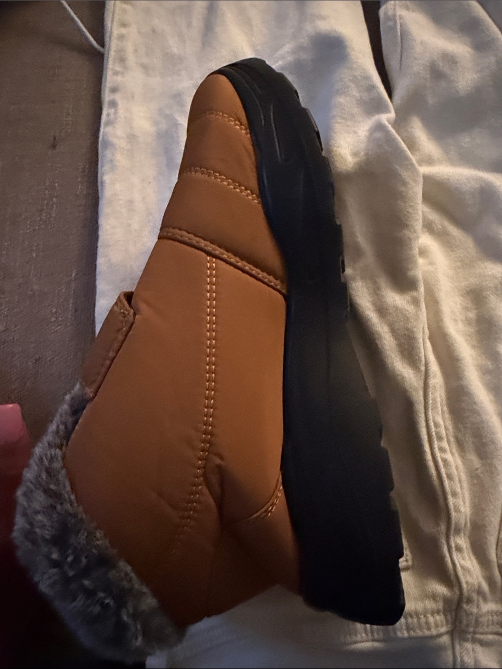 Hunter Women's Tan Slip-On Winter Boot with Black Sole